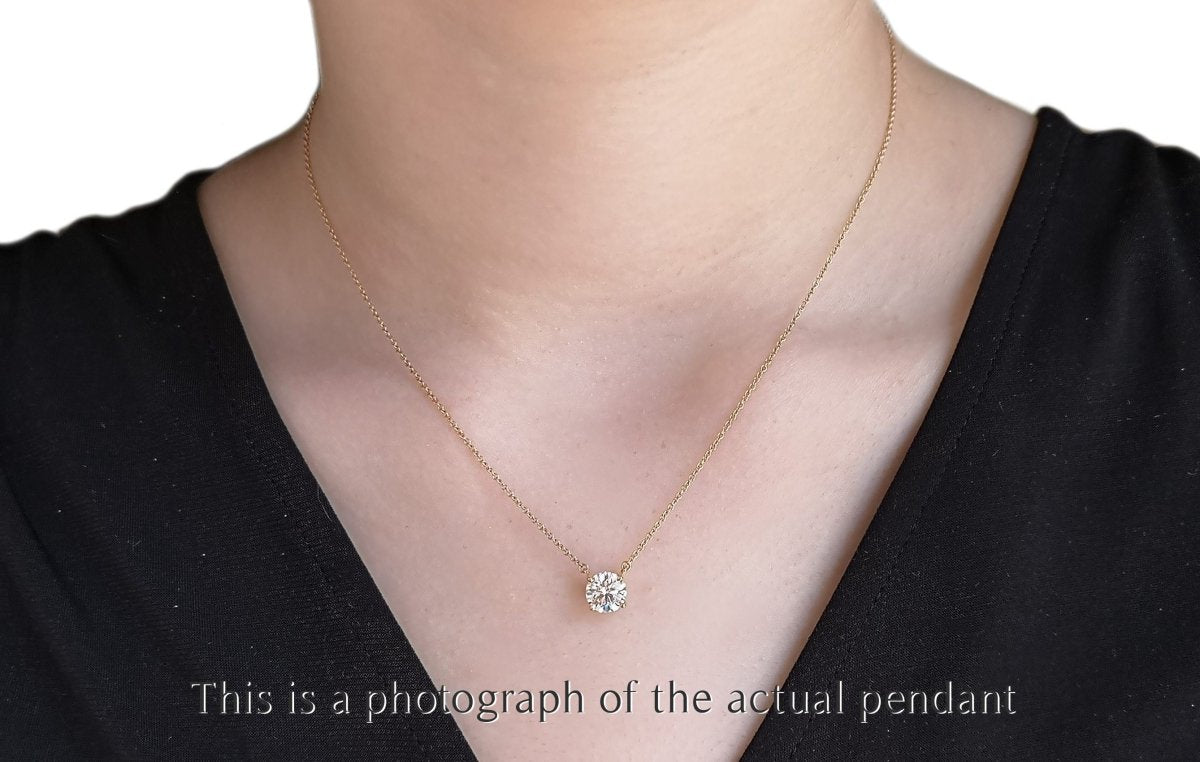 Tiffany & Co 1.27ct I/VVS1 Round Brilliant Cut Diamond Solitaire Pendant 18k Rose Gold - Bloomsbury Manor Ltd