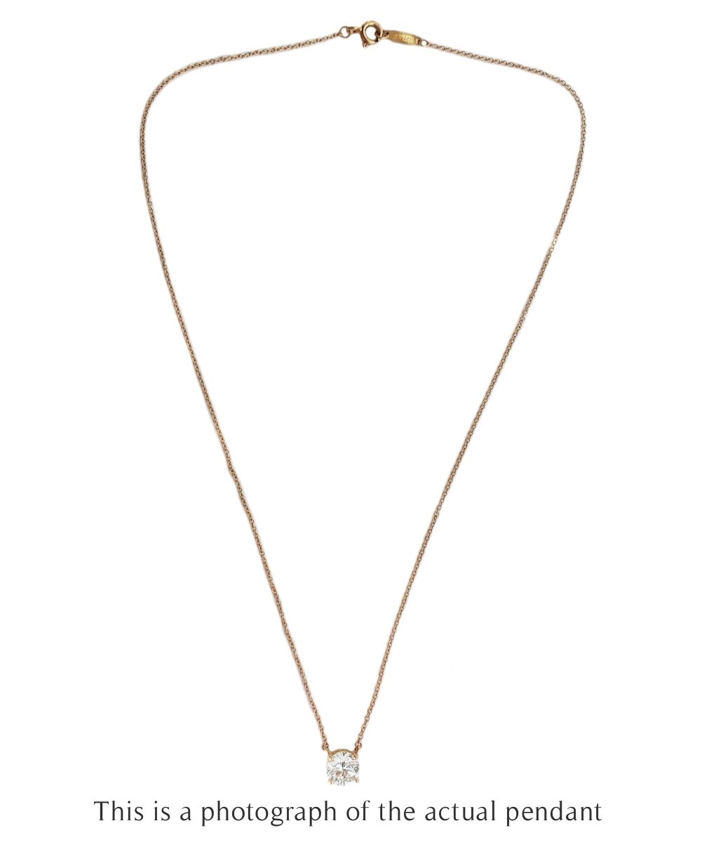 Tiffany & Co 1.27ct I/VVS1 Round Brilliant Cut Diamond Solitaire Pendant 18k Rose Gold - Bloomsbury Manor Ltd