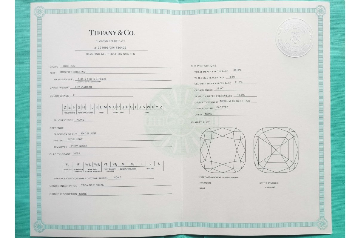 Tiffany & Co 1.54tcw F/VVS1 Legacy Diamond Engagement Ring - Bloomsbury Manor Ltd