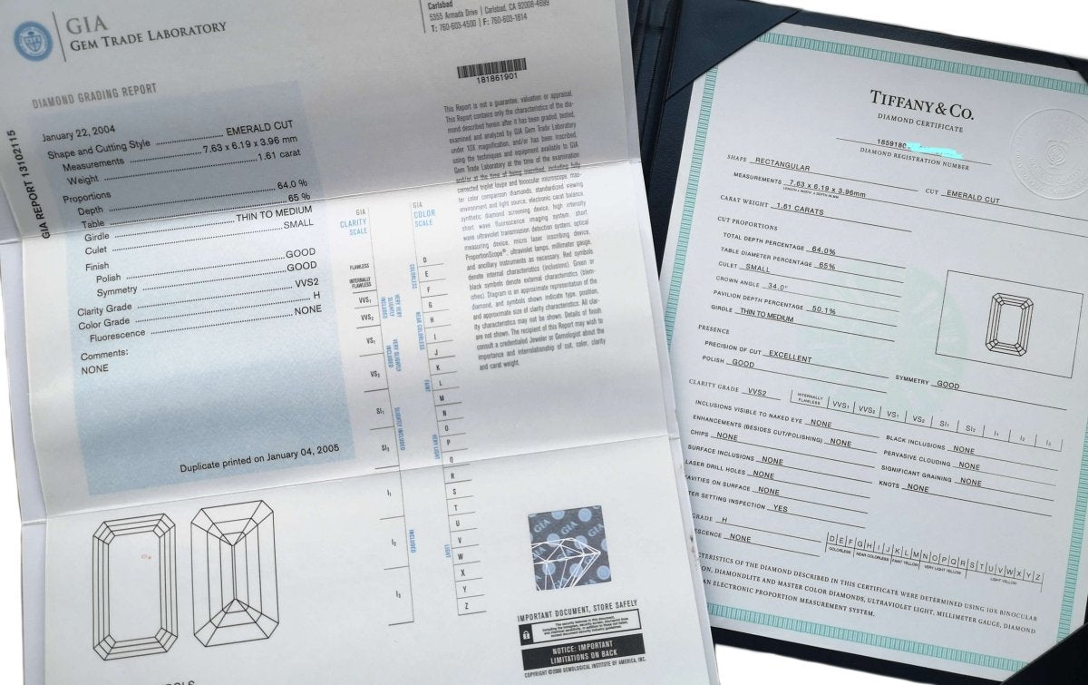 Tiffany & Co 1.61ct H/VVS2 Emerald Cut & Tapered Baguette Diamond Engagement Ring - Bloomsbury Manor Ltd