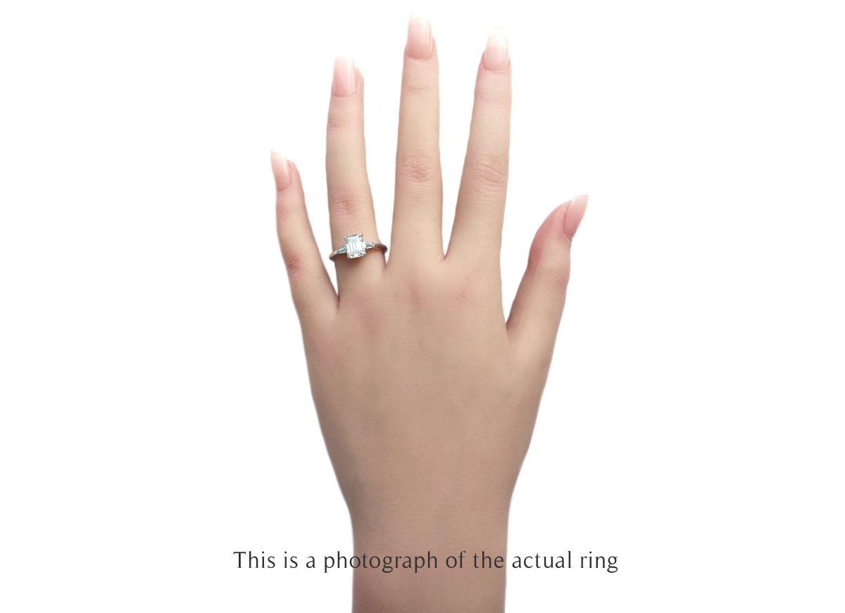 Tiffany & Co 1.61ct H/VVS2 Emerald Cut & Tapered Baguette Diamond Engagement Ring - Bloomsbury Manor Ltd