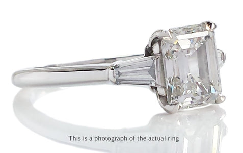 Tiffany & Co 1.61ct H/VVS2 Emerald Cut & Tapered Baguette Diamond Engagement Ring - Bloomsbury Manor Ltd