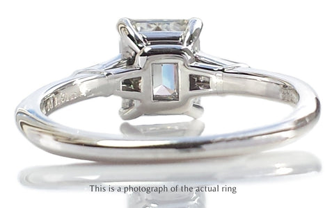 Tiffany & Co 1.61ct H/VVS2 Emerald Cut & Tapered Baguette Diamond Engagement Ring - Bloomsbury Manor Ltd