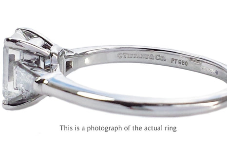 Tiffany & Co 1.61ct H/VVS2 Emerald Cut & Tapered Baguette Diamond Engagement Ring - Bloomsbury Manor Ltd