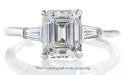 Tiffany & Co 1.61ct H/VVS2 Emerald Cut & Tapered Baguette Diamond Engagement Ring - Bloomsbury Manor Ltd