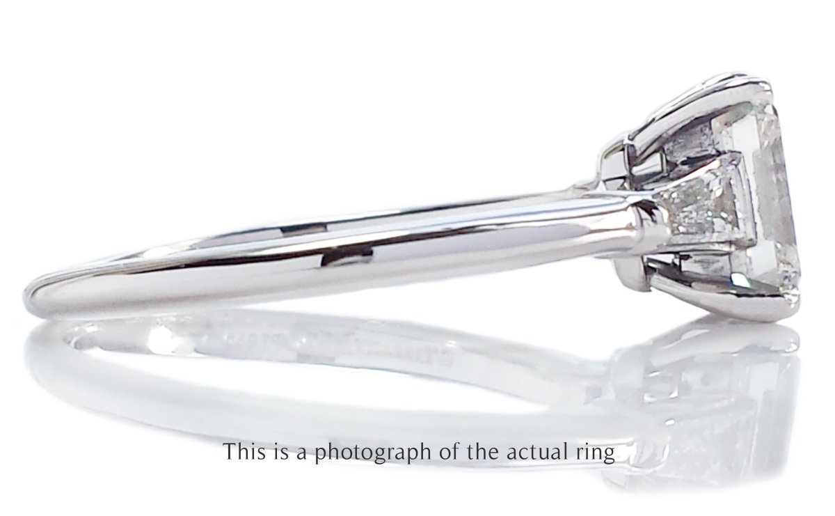 Tiffany & Co 1.61ct H/VVS2 Emerald Cut & Tapered Baguette Diamond Engagement Ring - Bloomsbury Manor Ltd