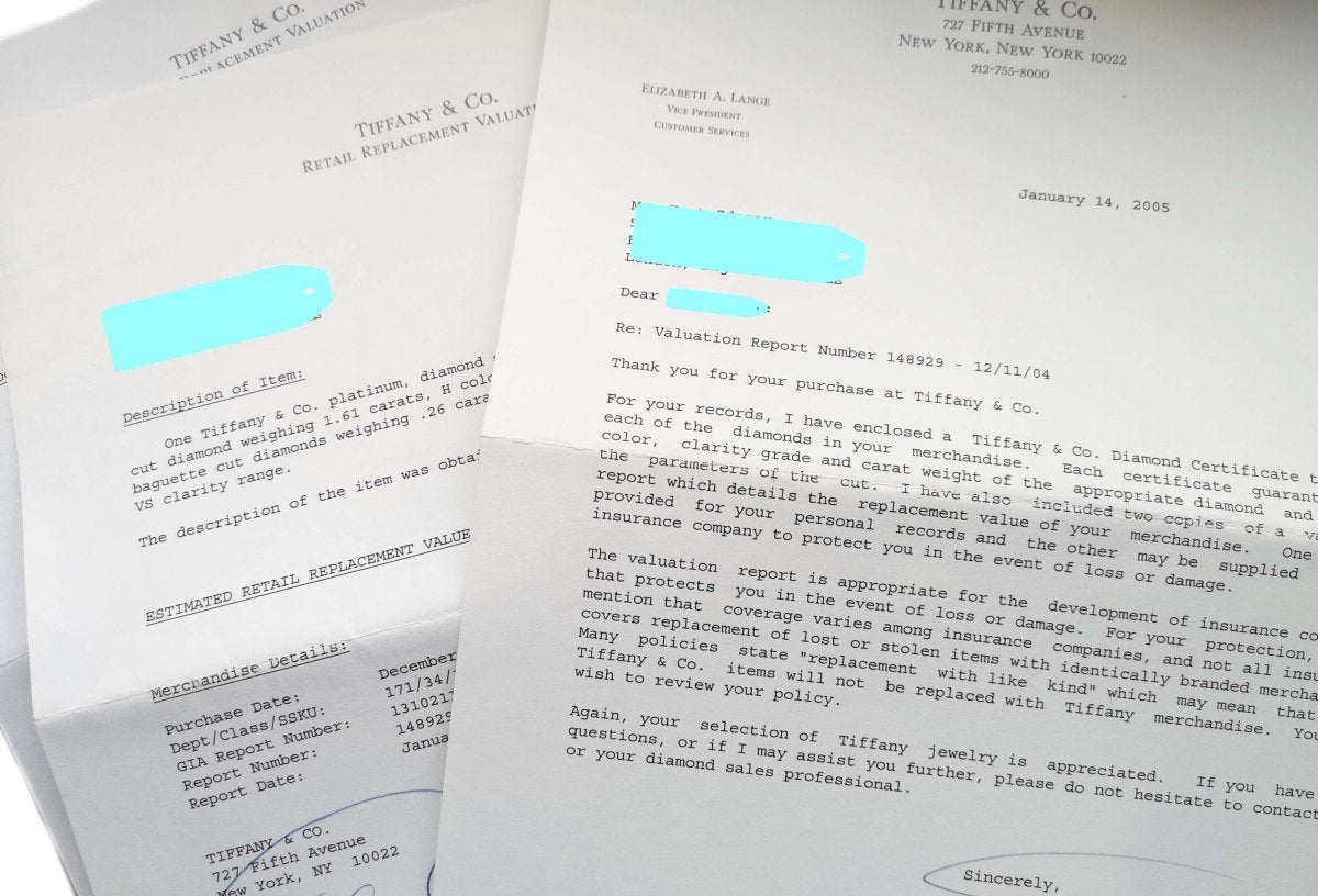 Tiffany & Co 1.61ct H/VVS2 Emerald Cut & Tapered Baguette Diamond Engagement Ring - Bloomsbury Manor Ltd