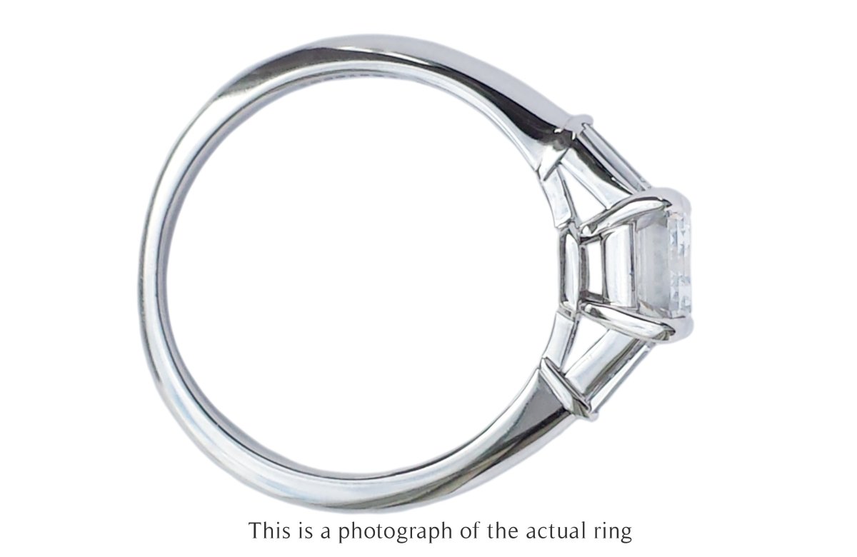 Tiffany & Co 1.61ct H/VVS2 Emerald Cut & Tapered Baguette Diamond Engagement Ring - Bloomsbury Manor Ltd