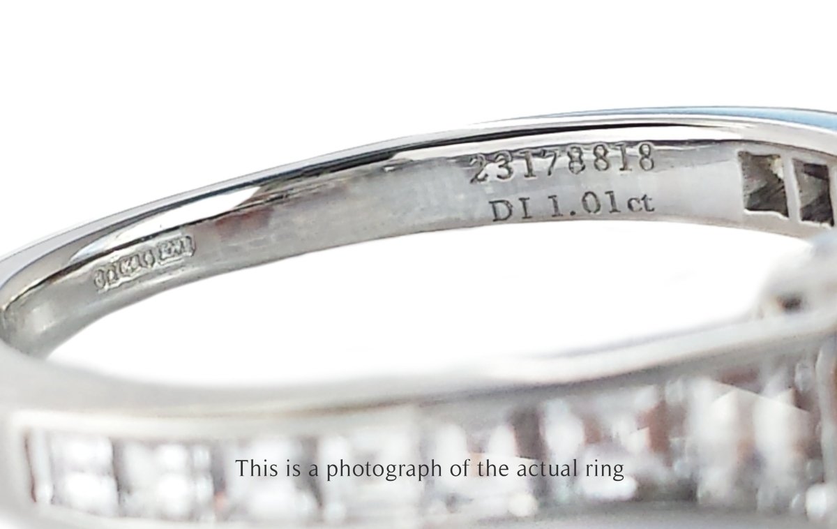 Tiffany & Co 1.63tcw F/VVS2 Round Brilliant Diamond Engagement Ring with Princess Cut Side Stones - Bloomsbury Manor Ltd