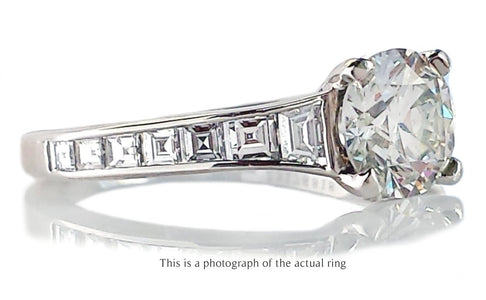 Tiffany & Co 1.63tcw F/VVS2 Round Brilliant Diamond Engagement Ring with Princess Cut Side Stones - Bloomsbury Manor Ltd
