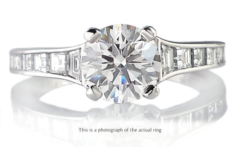 Tiffany & Co 1.63tcw F/VVS2 Round Brilliant Diamond Engagement Ring with Princess Cut Side Stones - Bloomsbury Manor Ltd
