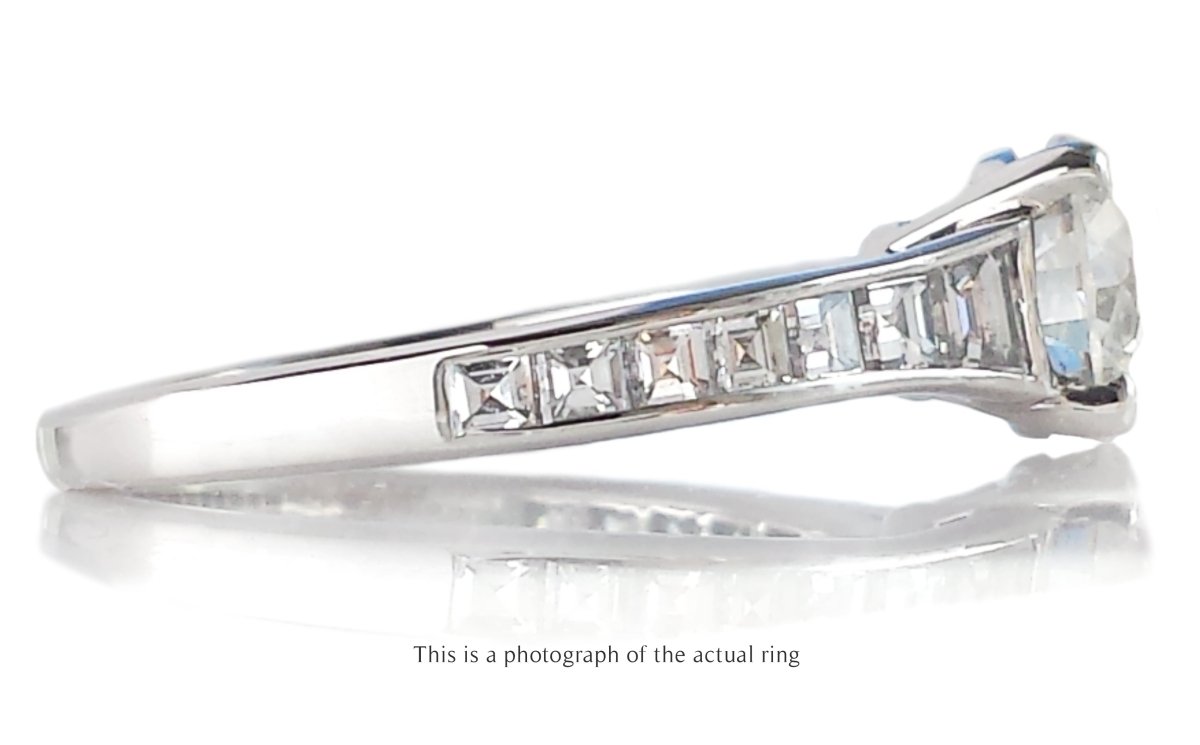 Tiffany & Co 1.63tcw F/VVS2 Round Brilliant Diamond Engagement Ring with Princess Cut Side Stones - Bloomsbury Manor Ltd