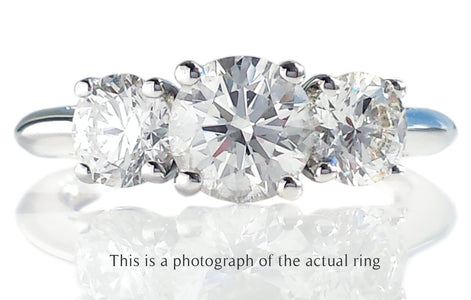 Tiffany & Co 1.76ct F/VS1/VS2 3 Stone Round Brilliant Engagement Ring - Bloomsbury Manor Ltd