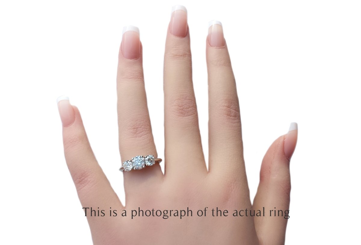 Tiffany & Co 1.76ct F/VS1/VS2 3 Stone Round Brilliant Engagement Ring - Bloomsbury Manor Ltd