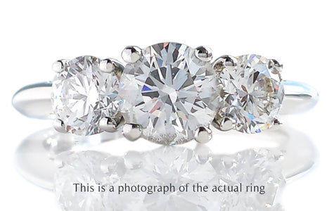 Tiffany & Co 1.76ct F/VS1/VS2 3 Stone Round Brilliant Engagement Ring - Bloomsbury Manor Ltd