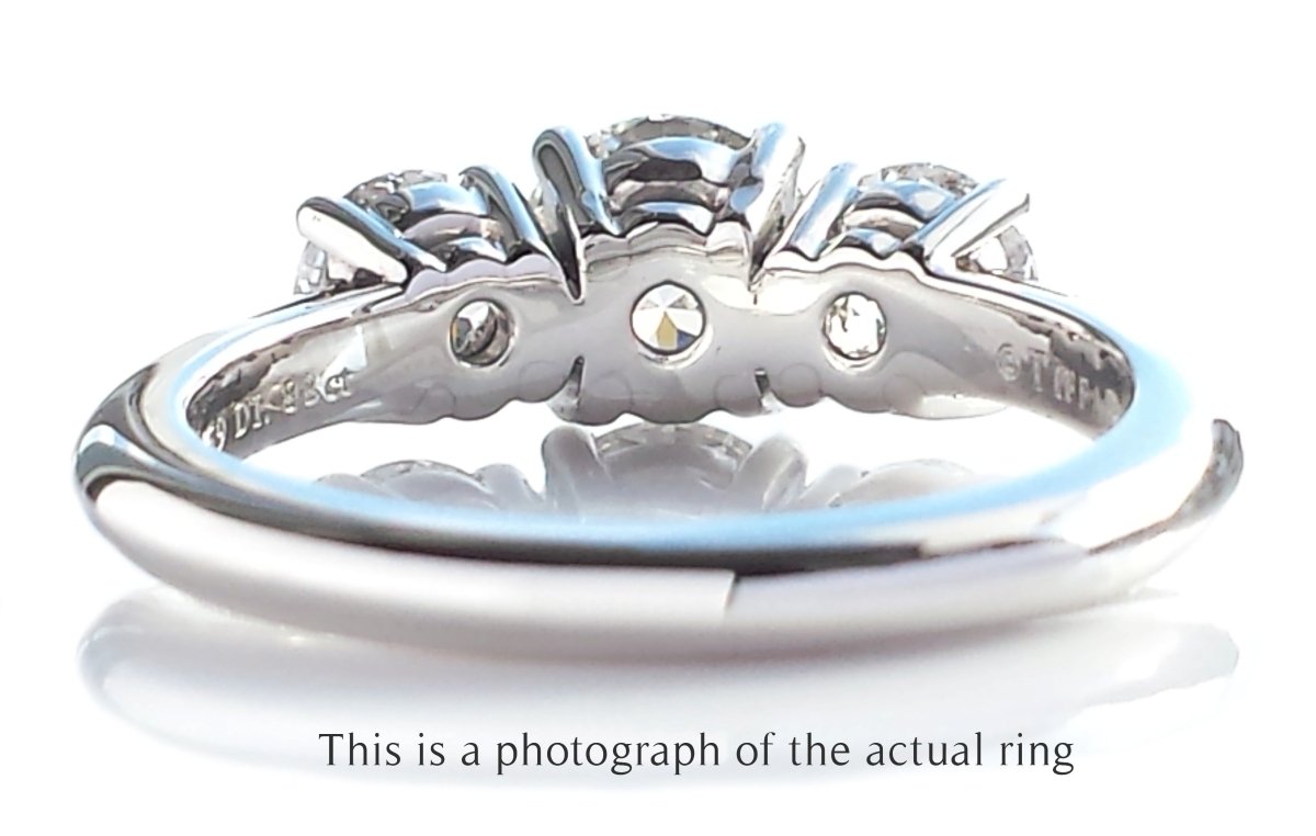 Tiffany & Co 1.76ct F/VS1/VS2 3 Stone Round Brilliant Engagement Ring - Bloomsbury Manor Ltd