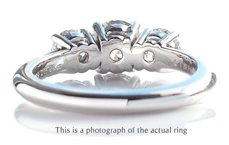 Tiffany & Co 1.76ct F/VS1/VS2 3 Stone Round Brilliant Engagement Ring - Bloomsbury Manor Ltd