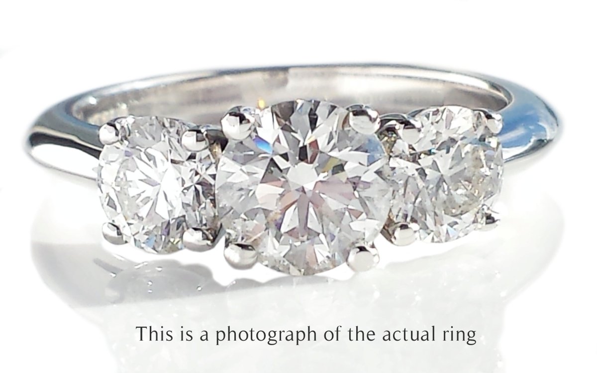 Tiffany & Co 1.76ct F/VS1/VS2 3 Stone Round Brilliant Engagement Ring - Bloomsbury Manor Ltd