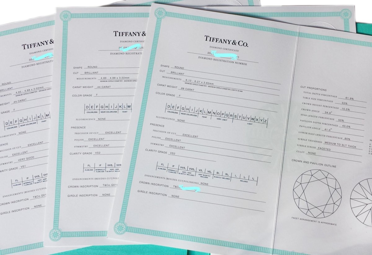 Tiffany & Co 1.76ct F/VS1/VS2 3 Stone Round Brilliant Engagement Ring - Bloomsbury Manor Ltd