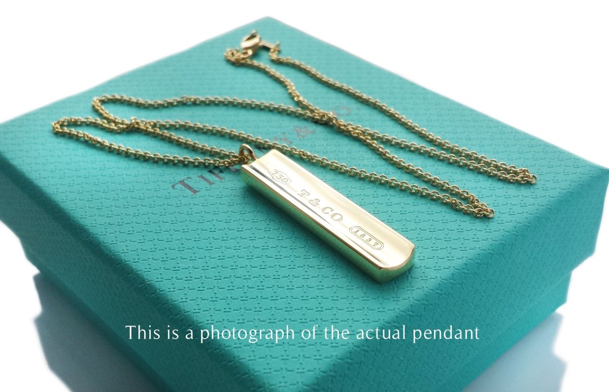 Tiffany & Co 1837 18k Yellow Gold Bar Pendant - Bloomsbury Manor Ltd