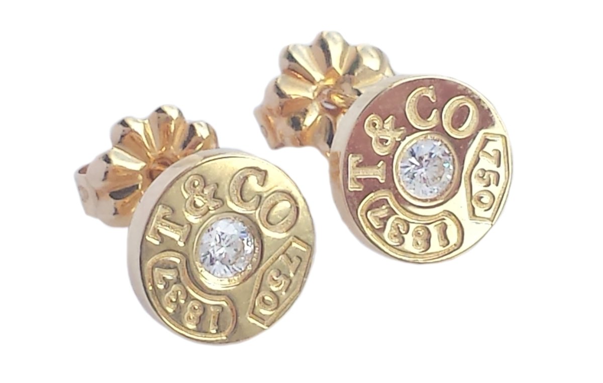 Tiffany & Co. 1837 Diamond Stud Circle Earrings - Bloomsbury Manor Ltd