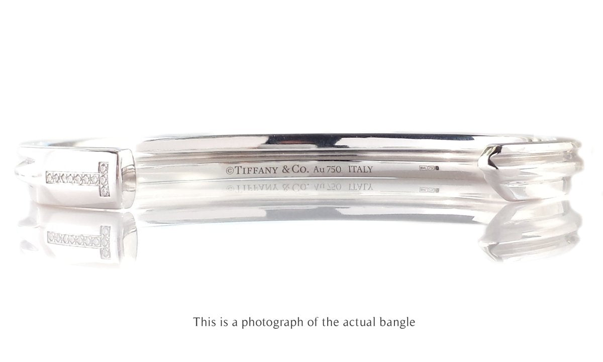 Tiffany & Co 18k White Gold Diamond Detail Cuff Bracelet - Bloomsbury Manor Ltd