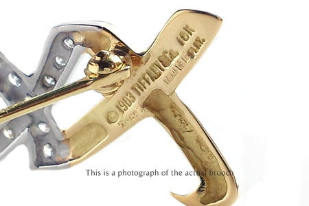 Tiffany & Co 1983 Diamond Paloma Picasso Hugs & Kisses 18k Gold Platinum Brooch - Bloomsbury Manor Ltd