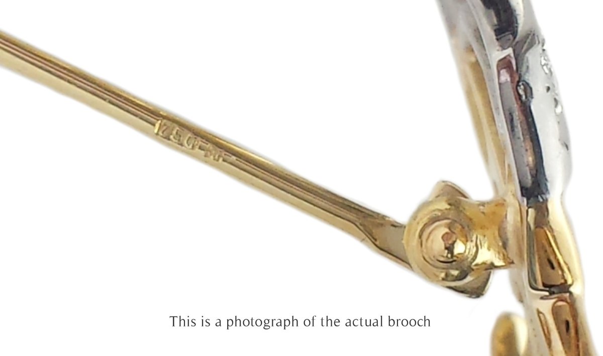 Tiffany & Co 1983 Diamond Paloma Picasso Hugs & Kisses 18k Gold Platinum Brooch - Bloomsbury Manor Ltd