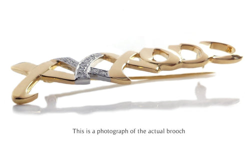 Tiffany & Co 1983 Diamond Paloma Picasso Hugs & Kisses 18k Gold Platinum Brooch - Bloomsbury Manor Ltd