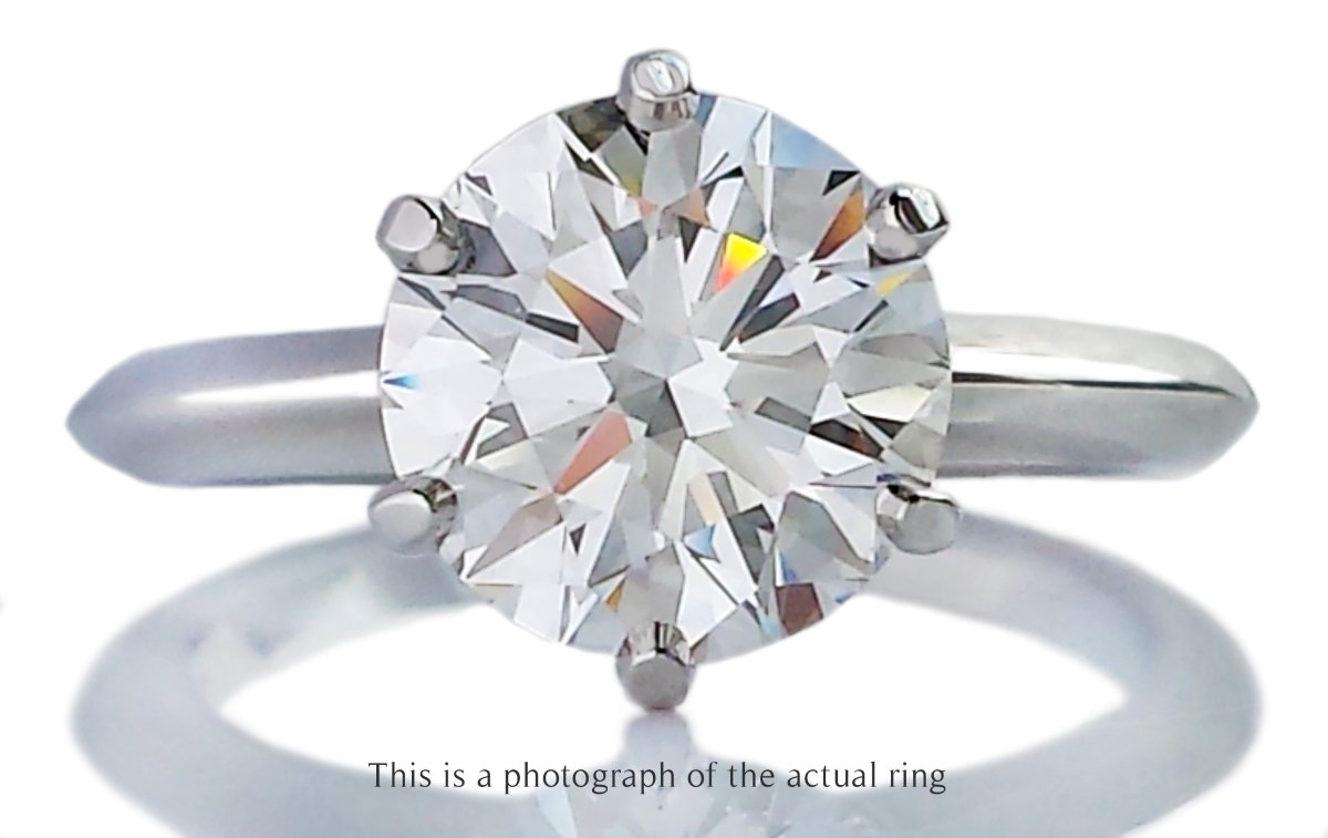 Tiffany & Co 2.42ct F/VS1 XXX Round Brilliant Diamond Engagement Ring - Bloomsbury Manor Ltd