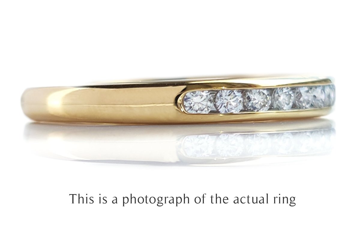 Tiffany & Co 2.5mm 18k Yellow Gold Channel Set Wedding Band Ring - Bloomsbury Manor Ltd