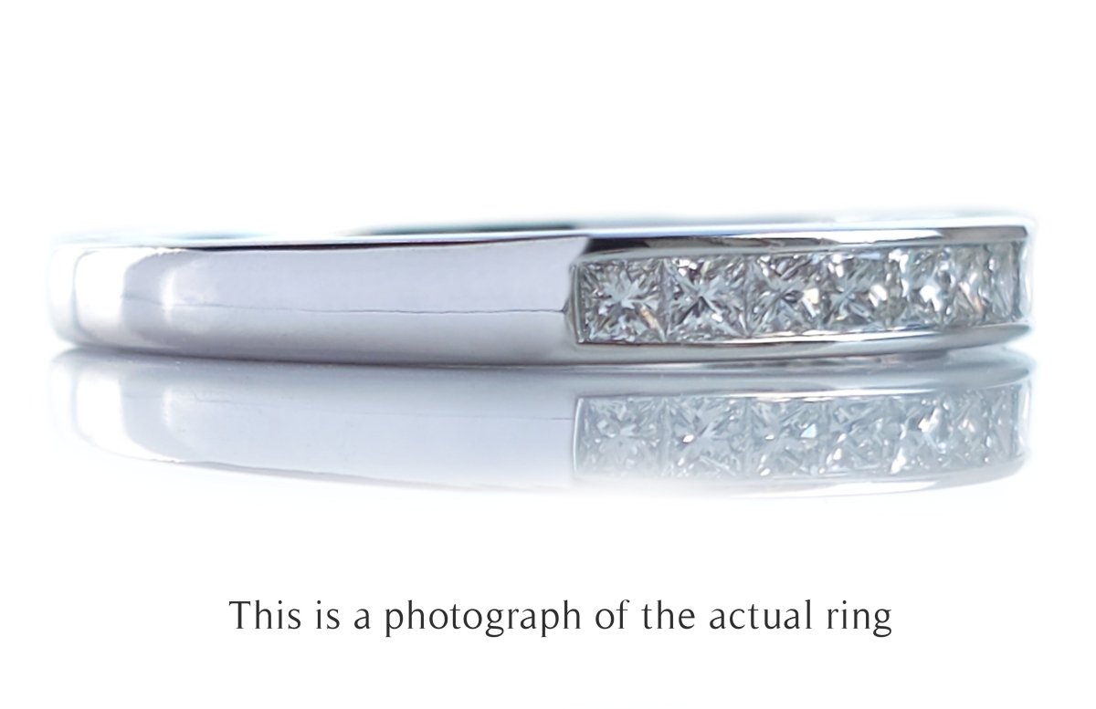 Tiffany & Co 2.6mm Princess Cut Diamond Channel Set Wedding Band Ring - Bloomsbury Manor Ltd