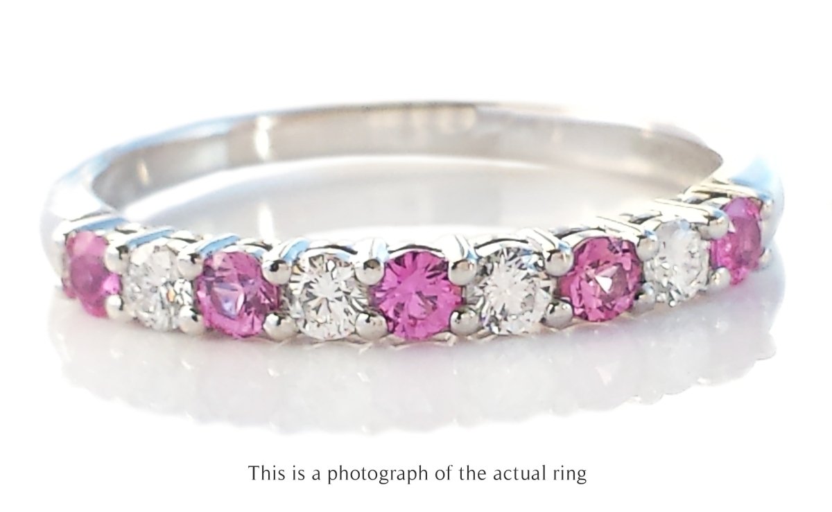 Tiffany 2mm Pink Sapphire Diamond Forever Ring Premium