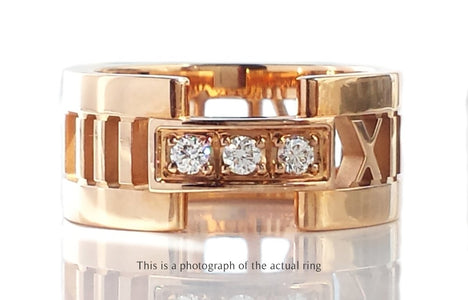 Tiffany & Co 3 Diamond 18k Rose Gold Atlas Ring - Bloomsbury Manor Ltd