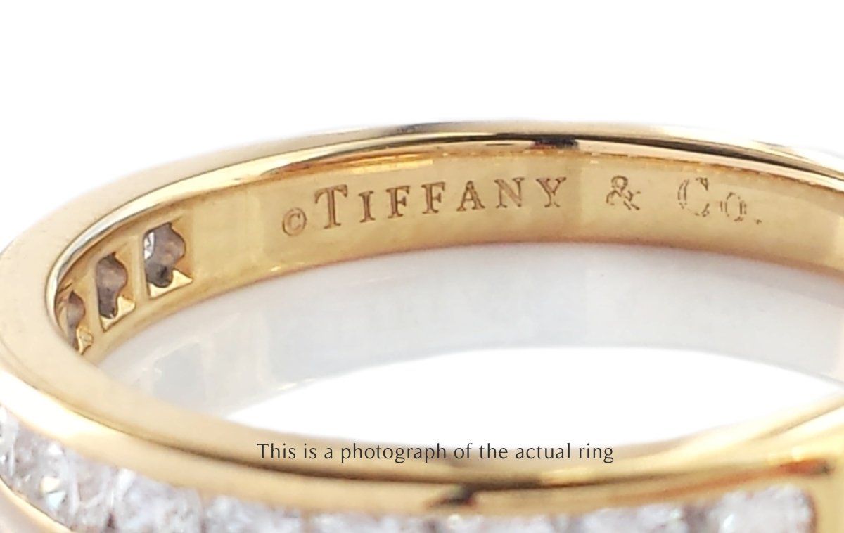 Tiffany & Co 3mm Channel Set Diamond Wedding Band 18k Yellow Gold Ring - Bloomsbury Manor Ltd