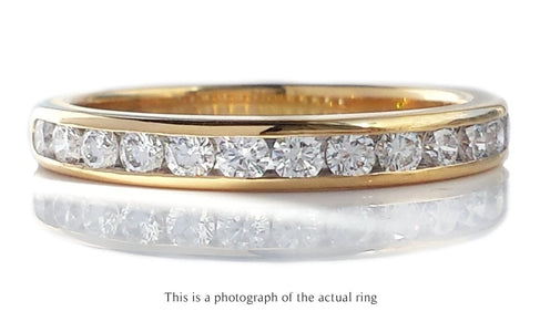 Tiffany & Co 3mm Channel Set Diamond Wedding Band 18k Yellow Gold Ring - Bloomsbury Manor Ltd