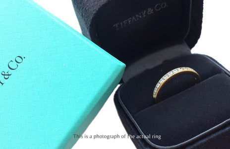 Tiffany & Co 3mm Channel Set Diamond Wedding Band 18k Yellow Gold Ring - Bloomsbury Manor Ltd