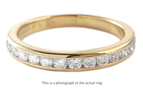 Tiffany & Co 3mm Channel Set Diamond Wedding Band 18k Yellow Gold Ring - Bloomsbury Manor Ltd