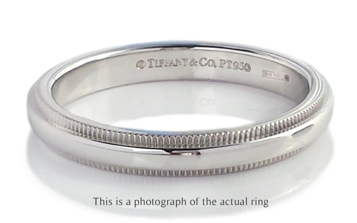 Tiffany & Co 3mm Millegrain Edge Together Platinum Wedding Band Ring - Bloomsbury Manor Ltd