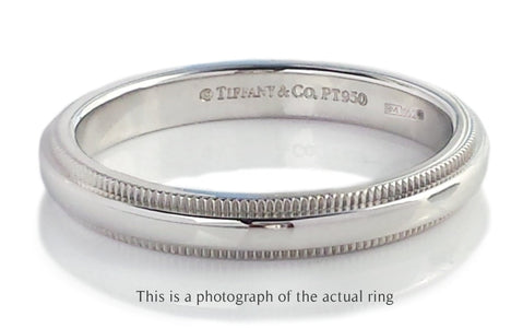 Tiffany & Co 3mm Millegrain Edge Together Platinum Wedding Band Ring - Bloomsbury Manor Ltd