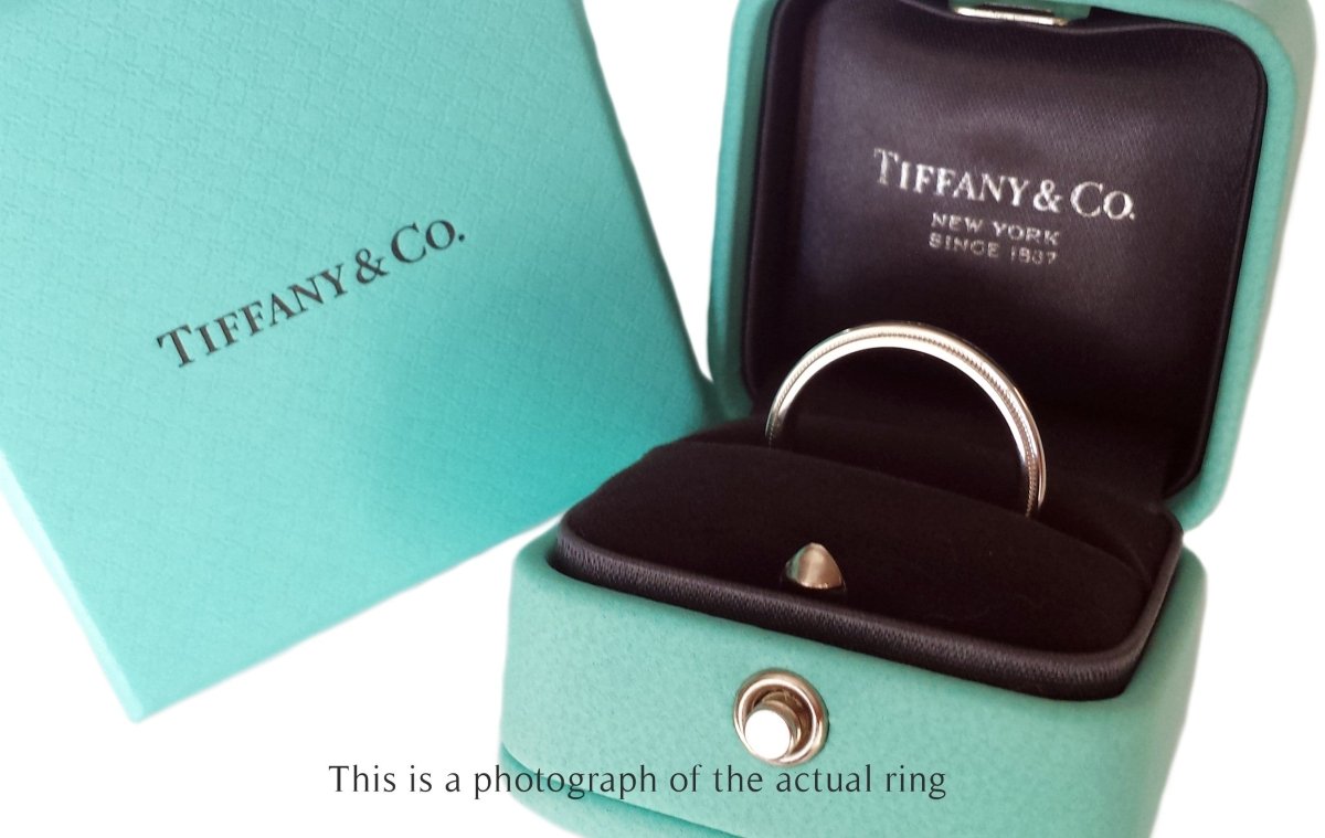 Tiffany & Co 3mm Millegrain Edge Together Platinum Wedding Band Ring - Bloomsbury Manor Ltd