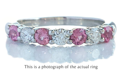 Tiffany & Co 3mm Pink Sapphire & Diamond Forever Wedding Band Ring - Bloomsbury Manor Ltd
