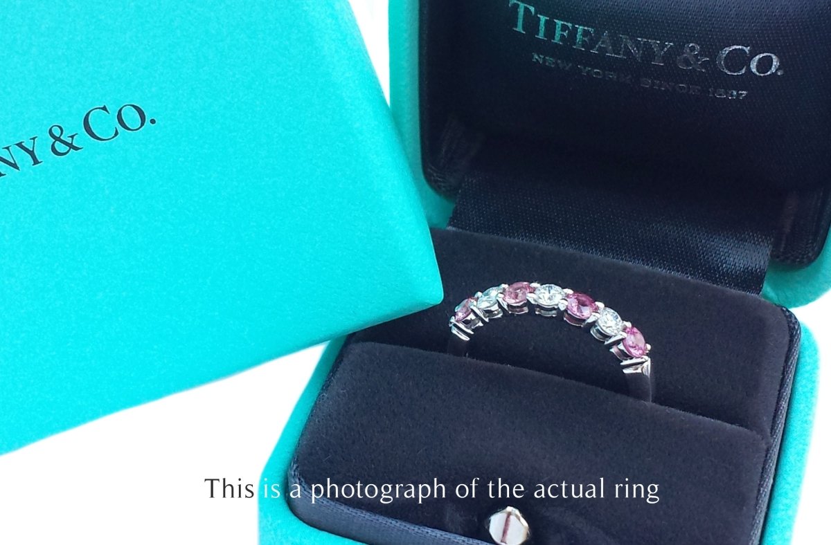Tiffany & Co 3mm Pink Sapphire & Diamond Forever Wedding Band Ring - Bloomsbury Manor Ltd