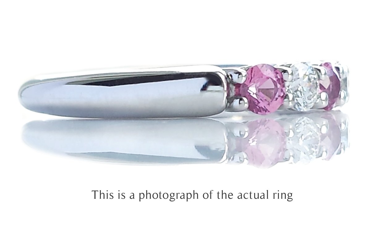 Tiffany & Co 3mm Pink Sapphire & Diamond Forever Wedding Band Ring - Bloomsbury Manor Ltd