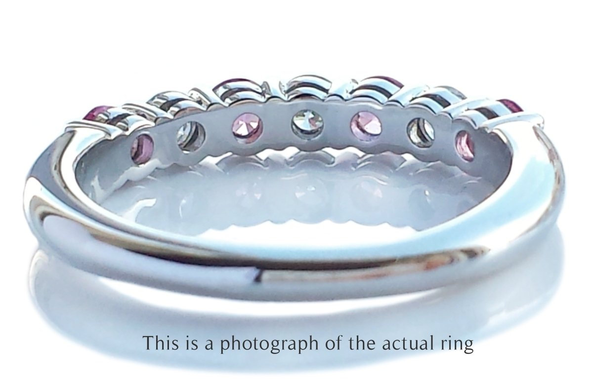 Tiffany & Co 3mm Pink Sapphire & Diamond Forever Wedding Band Ring - Bloomsbury Manor Ltd