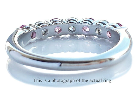Tiffany & Co 3mm Pink Sapphire & Diamond Forever Wedding Band Ring - Bloomsbury Manor Ltd