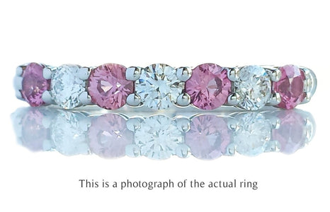 Tiffany & Co 3mm Pink Sapphire & Diamond Forever Wedding Band Ring - Bloomsbury Manor Ltd