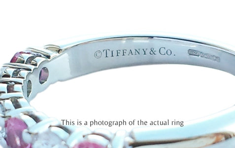 Tiffany & Co 3mm Pink Sapphire & Diamond Forever Wedding Band Ring - Bloomsbury Manor Ltd