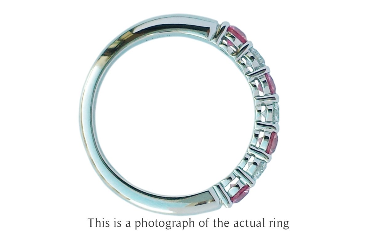 Tiffany & Co 3mm Pink Sapphire & Diamond Forever Wedding Band Ring - Bloomsbury Manor Ltd