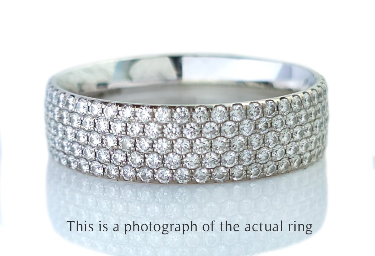 Tiffany & Co 5 Row Metro Diamond 18k White Gold Ring - Bloomsbury Manor Ltd